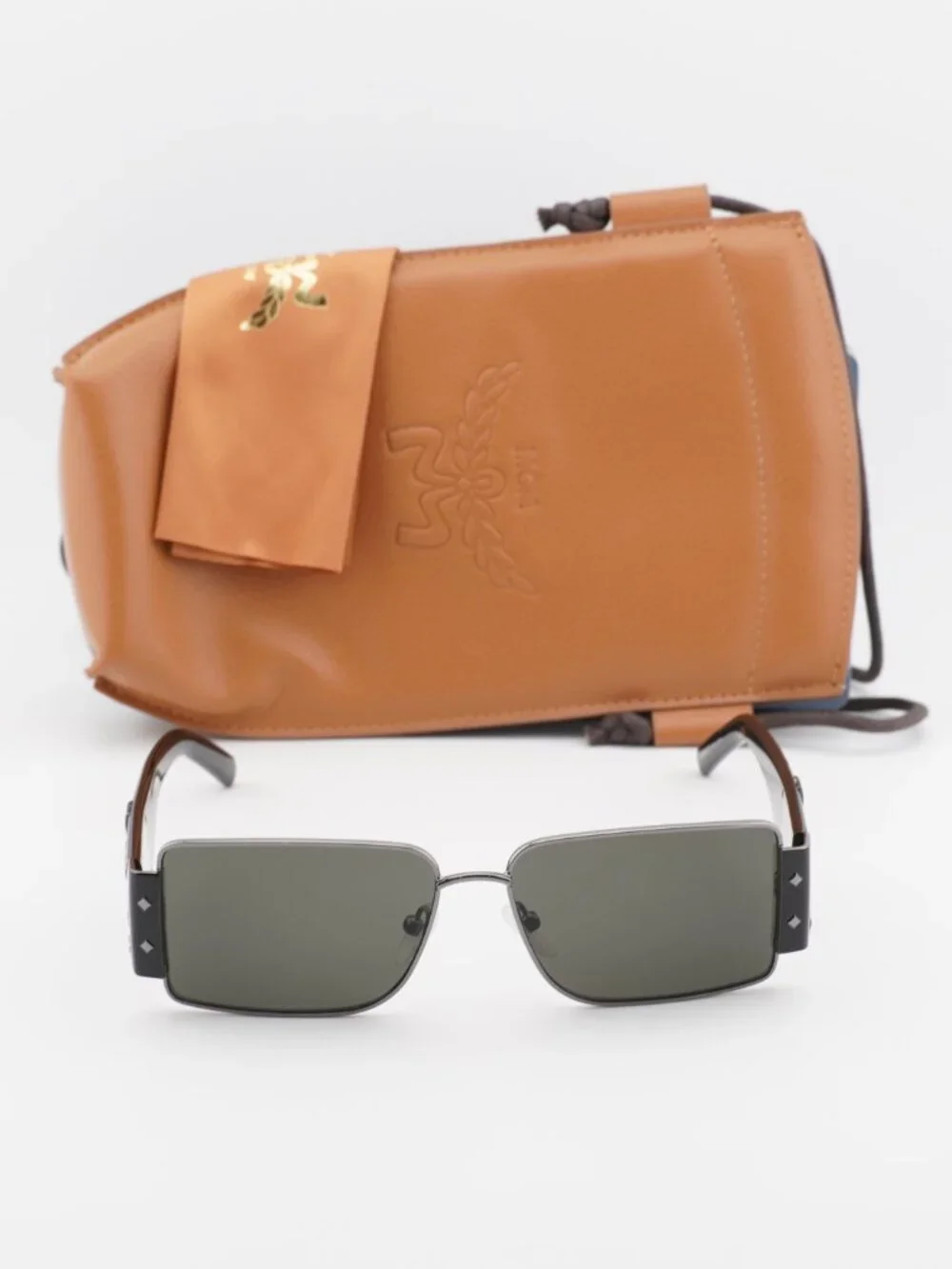MCM MW0012 12A Rectangle Sunglasses – Dark Ruthenium / Dark Grey